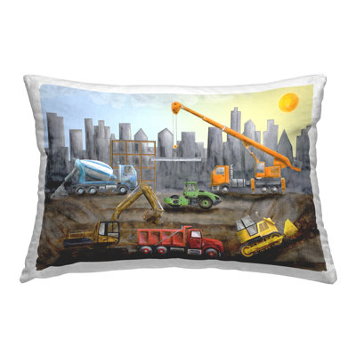 Stupell Industries Construction Trucks Skyline Design by Brett Blumenthal Throw Pillow
