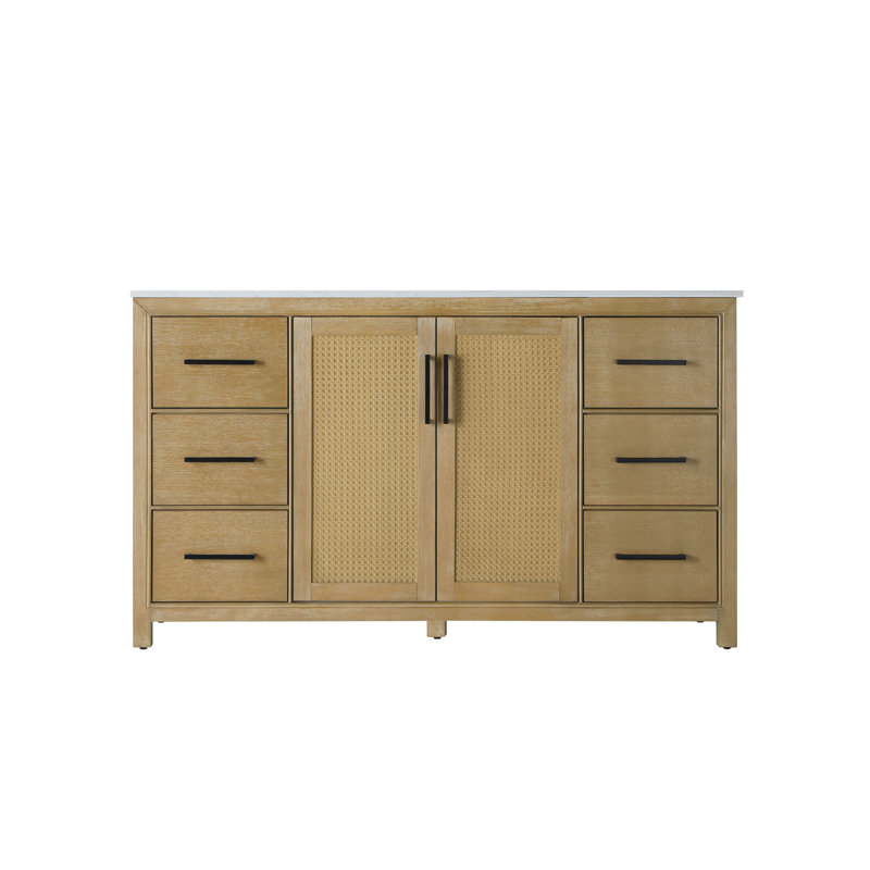 Meuble-lavabo simple 60 po, Lin chêne