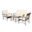 Ensemble de mobilier d'extérieur 4 pièces, ensemble de conversation en osier pour terrasse, canapé en rotin brun avec coussin-825256842