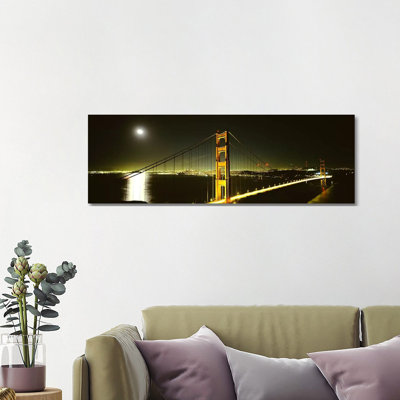Suspension Bridge across the Sea, Golden Gate Bridge, San Francisco 1 Piece Wrapped Canvas Panoramic Wall Art