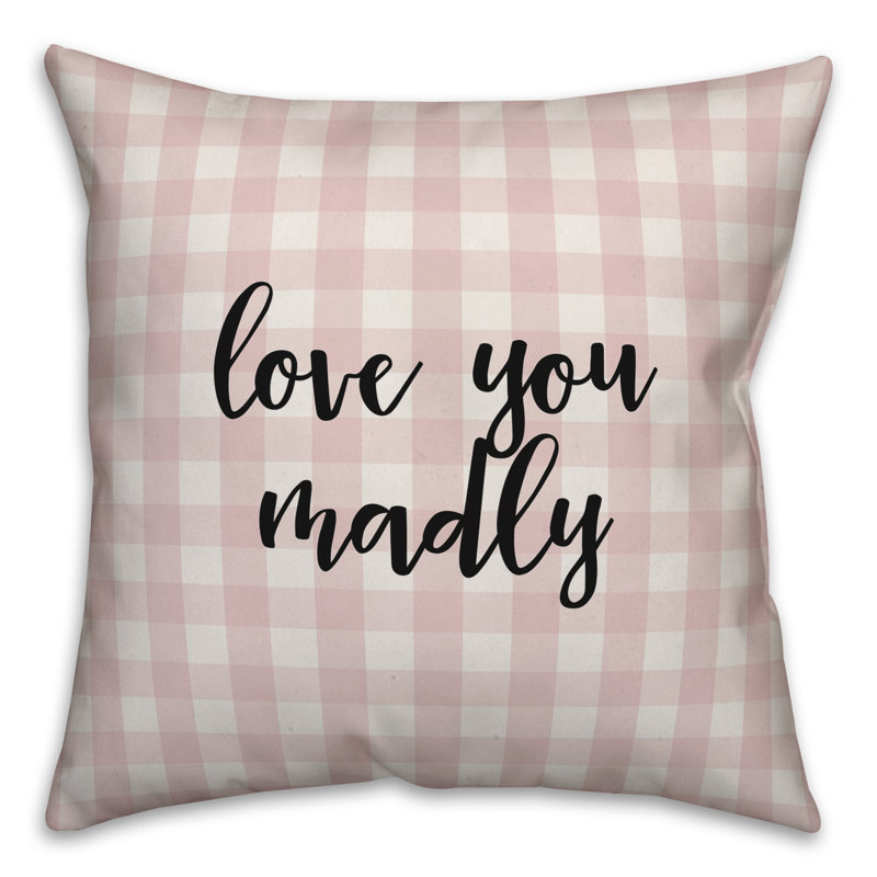  Coussin Love You Madly, Coussin décoratif, Rose / Noir