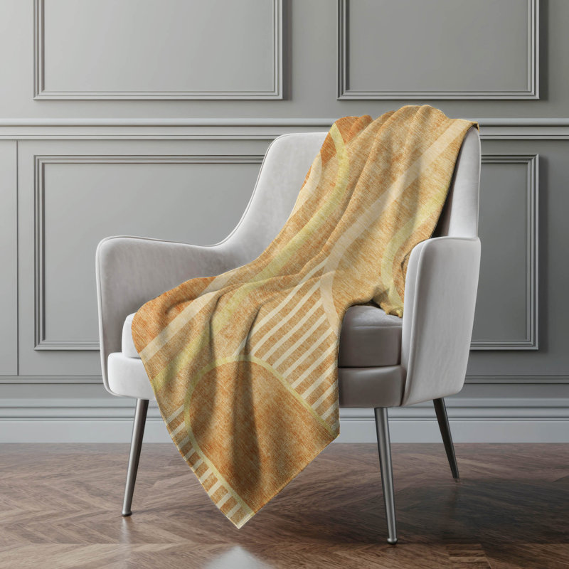 Jeté Art déco en sherpa Addison, Terre cuite géométrique 1