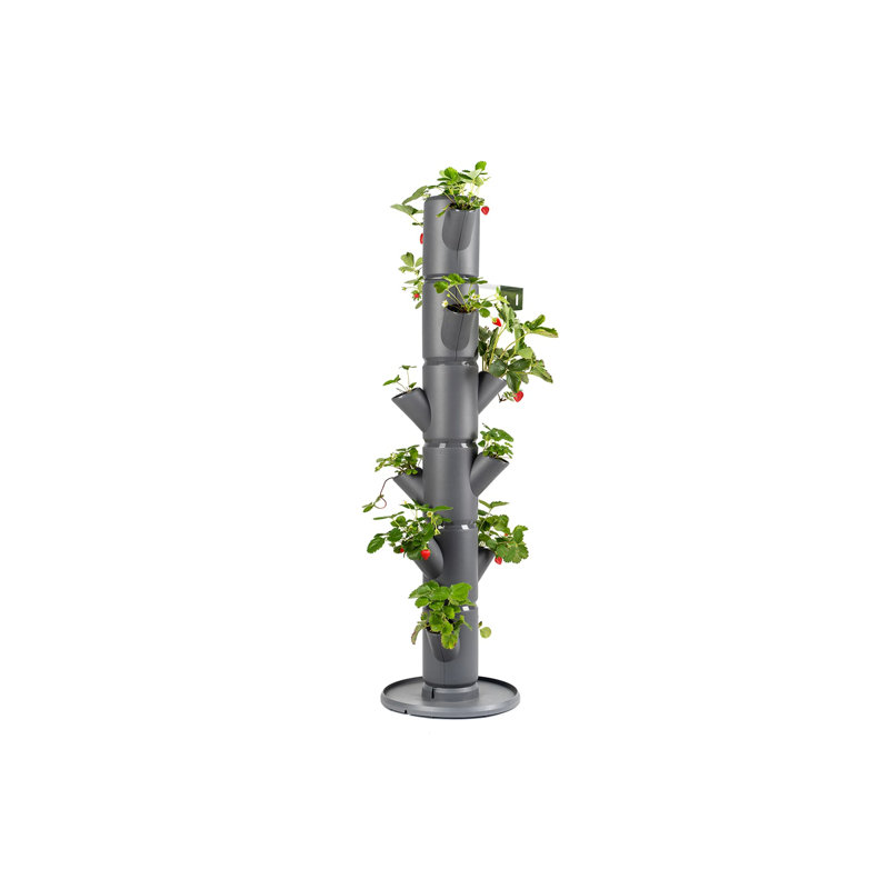 Sissi Strawberry Planter Pot, Raised Bed Tower for Strawberries, 6-level Classic, 113 cm, 15 L Soil, Grey