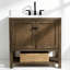 Meuble-lavabo autoportant en sapin naturel 36 po avec plateau en marbre d'ingénierie blanc 1 po 36 po
