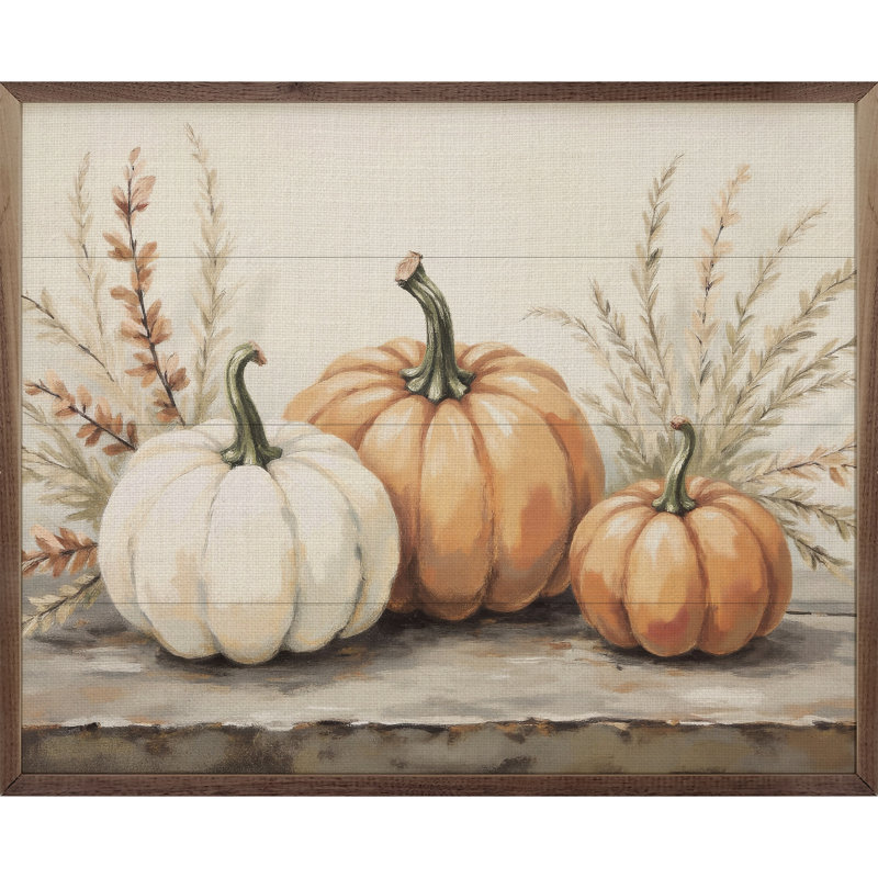 Pumpkins With Autumn Branches, 8" H x 10" W