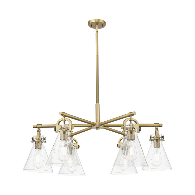 Grimsby - Lustre suspendu 6 lumières, Laiton brossé, Grainé