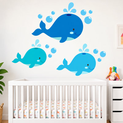 Décalcomanie murale baleine, mer et océan
