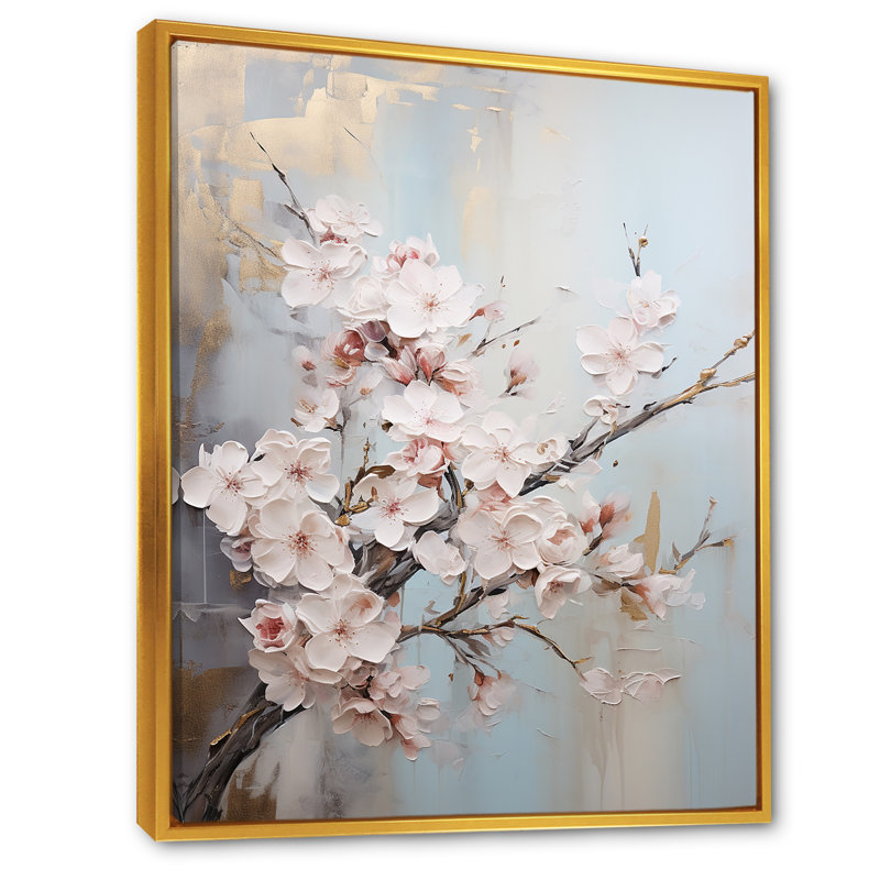 Impression sur toile encadrée, "Cherry Blossom I", H 40 po x l 30 po x P 1,5 po, Cadre flottant doré