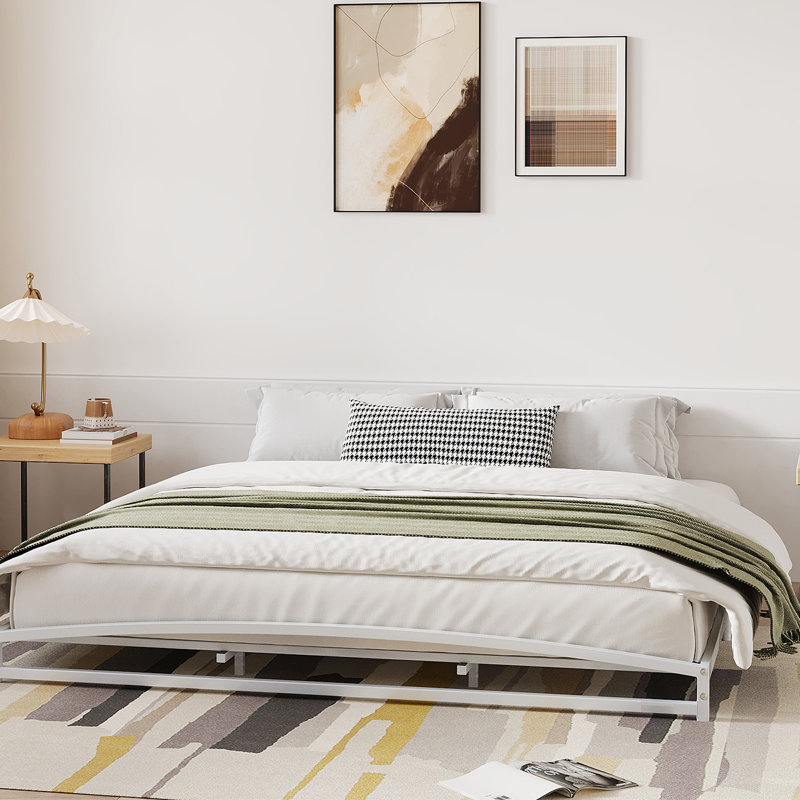 Hayli Low Profile Bed Frame, Heavy Duty Low Bed Frame Metal, Mattress Foundation with Steel Slat Support, No Box Spring Needed, Easy Assembly