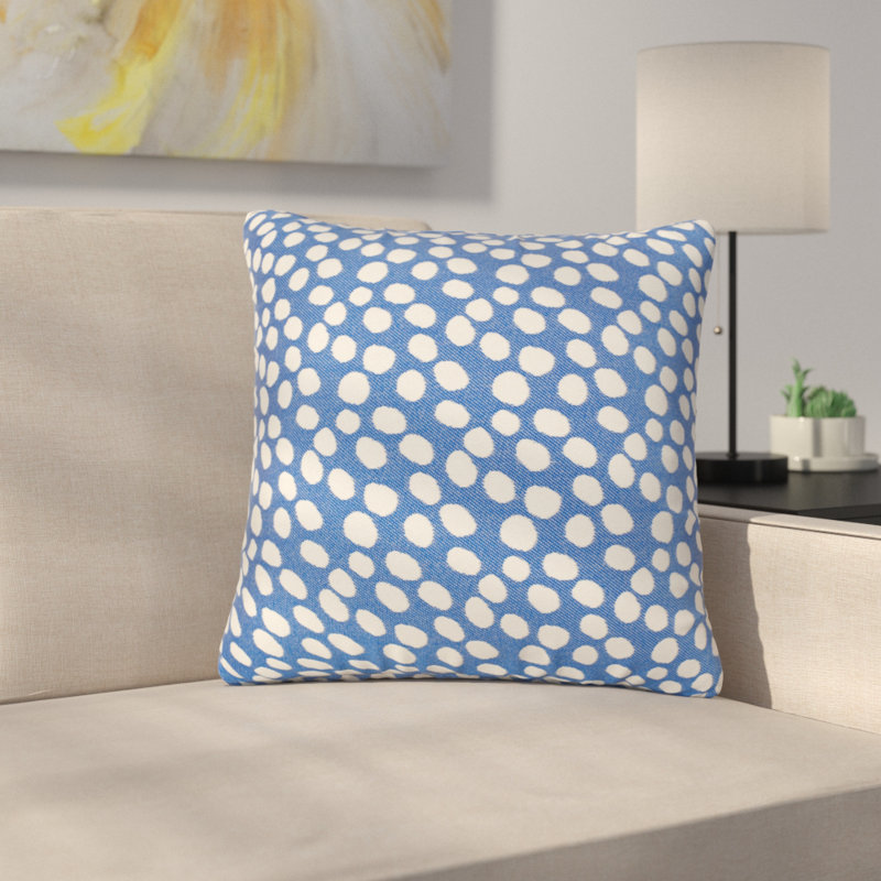 Coastal Polka Dots Reversible Throw Pillow, 17" H x 17" W x 4" D, Light Blue