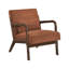 Chaise d'appoint moderne rétro avec coussin, revêtement en velours côtelé orange, fauteuil avec cadre en bois d'hévéa massif-134532358