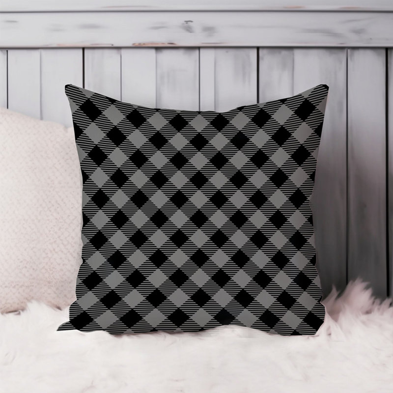 Abstract Black Gray Plaid Pattern II Modern, 20"H x 20"W
