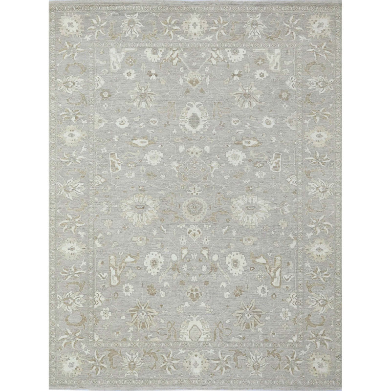 Tapis beige noué à la main de haute qualité, Rectangle de 5 pi x 8 pi