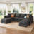 Tremee U Shaped Modular Sleeper Sofa Sectional Sofa With Storage Light Grey-525411925