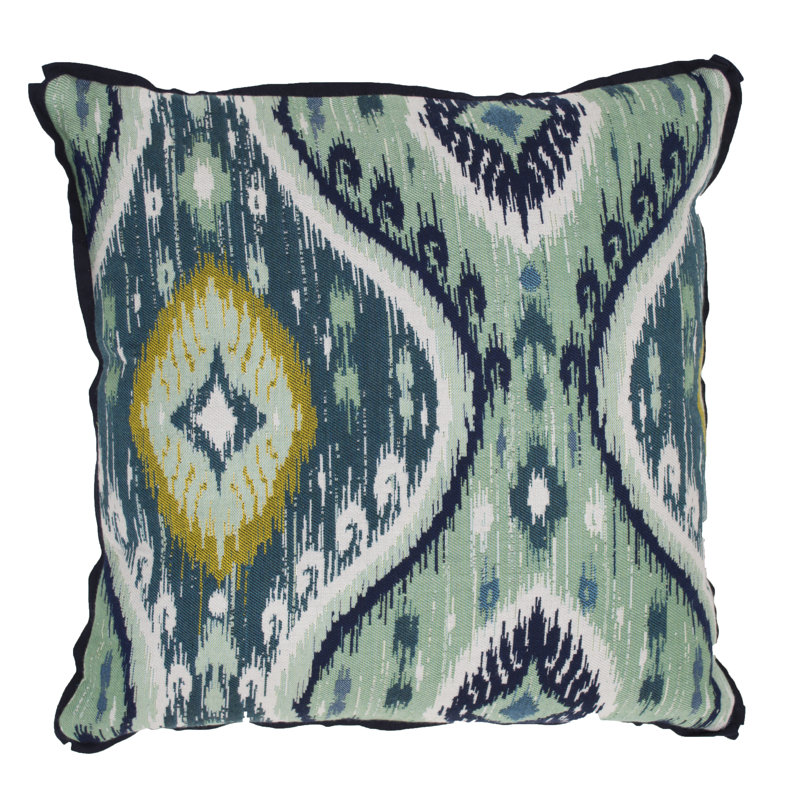 Coussin décoratif intérieur / extérieur Manado, Paon, 24 po x 24 po