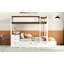 Lit superposé double avec lit gigogne simple, rangement et bureau, blanc et noyer-2027352467-2027352466