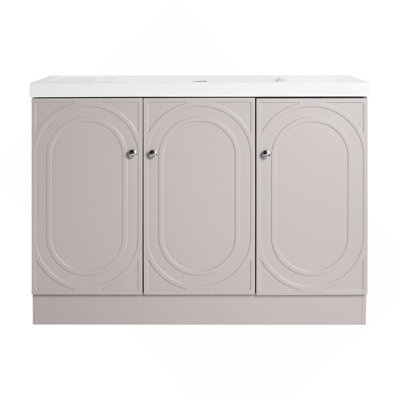 Meuble-lavabo autoportant 48 po avec lavabo en résine blanche et 3 portes d'armoire à fermeture en douceur