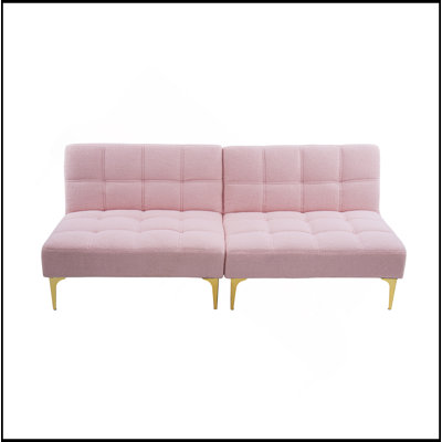 Canapé-lit de 71 po avec futon convertible avec pieds en métal doré (rose)
