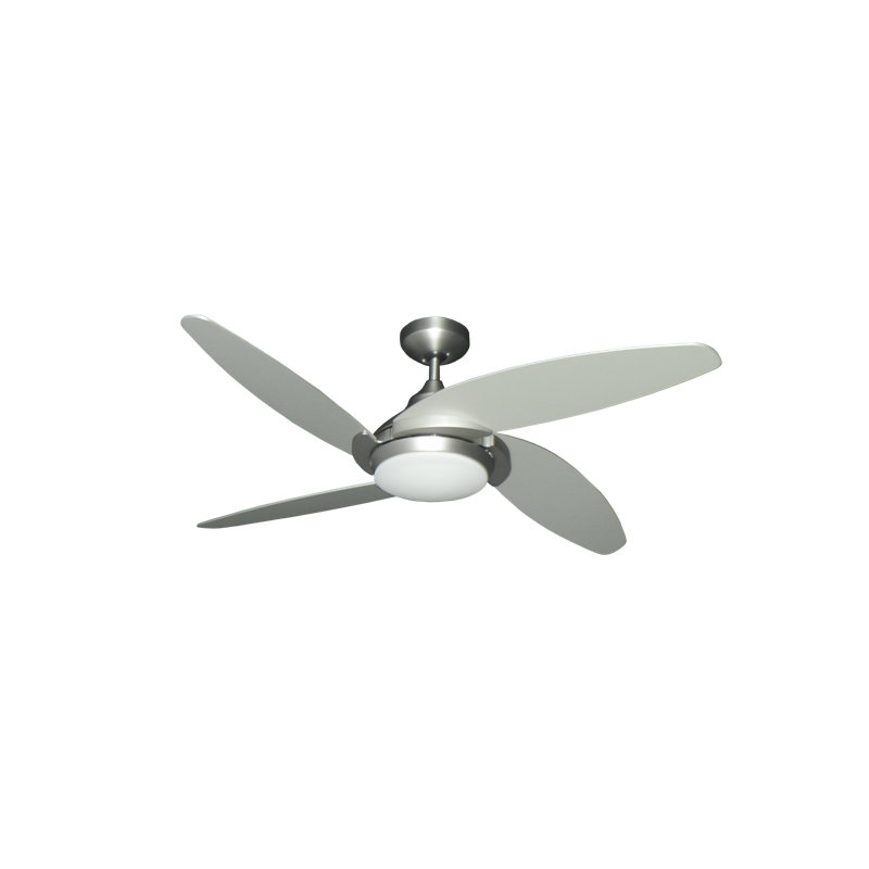 Alauna 52'' Ceiling Fan with LED Lights, Satin Steel with Satin Steel Blades