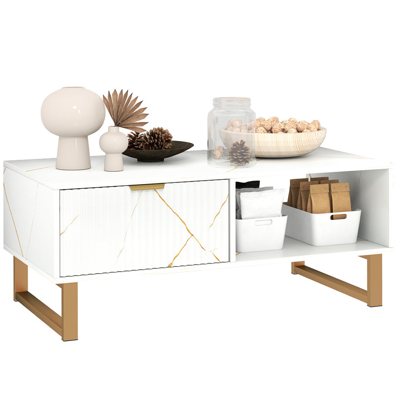 Coffee Table with Storage, White