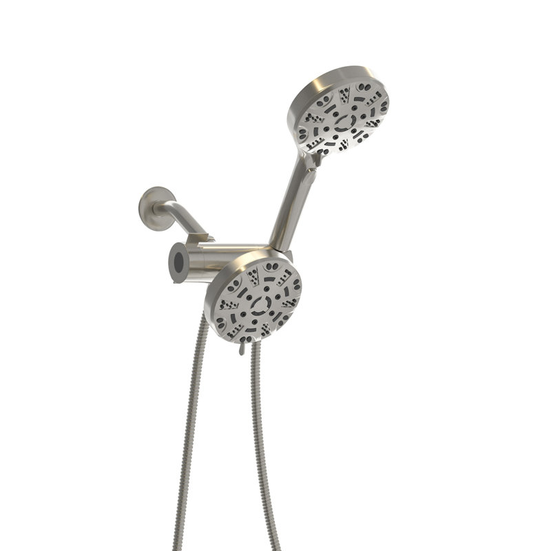 Dual Shower Head With 4.7" Rain Showerhead & 8 Hand Shower, Brushed Nickel Plating Head, Showerhead, Finish, Plastic Made