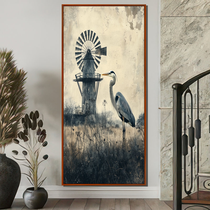 Hampton Hampton monochromes par le moulin à vent II - impressions sur toile héron, H 60 po x l 28 po, Brun