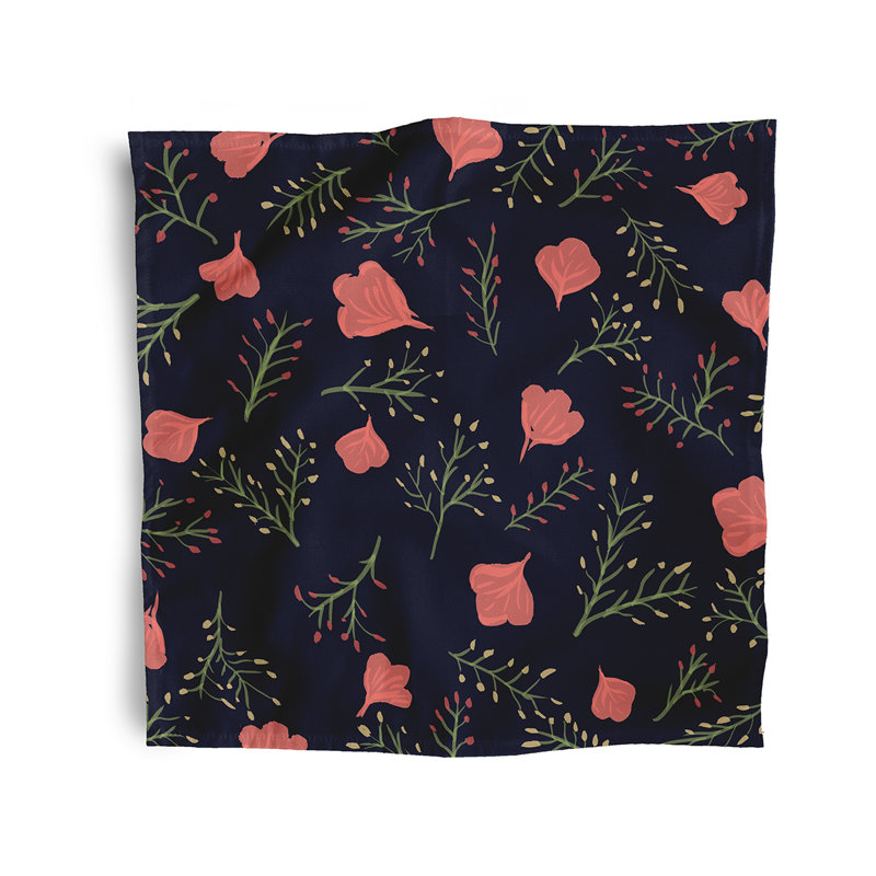 Chrishanda Spring Blooms Napkins, Navy