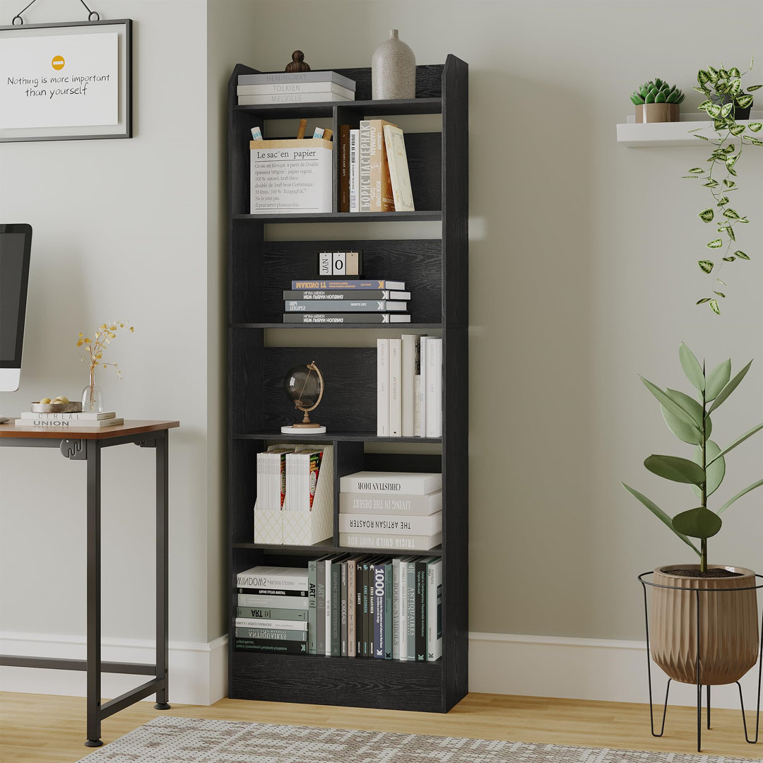 Bücherschrank, Bücherregal, Mit 6 Fächern, Aufbewahrungsregal, Standregal, Für Wohnzimmer, Büro, Schlafzimmer, 24 X 60 X...