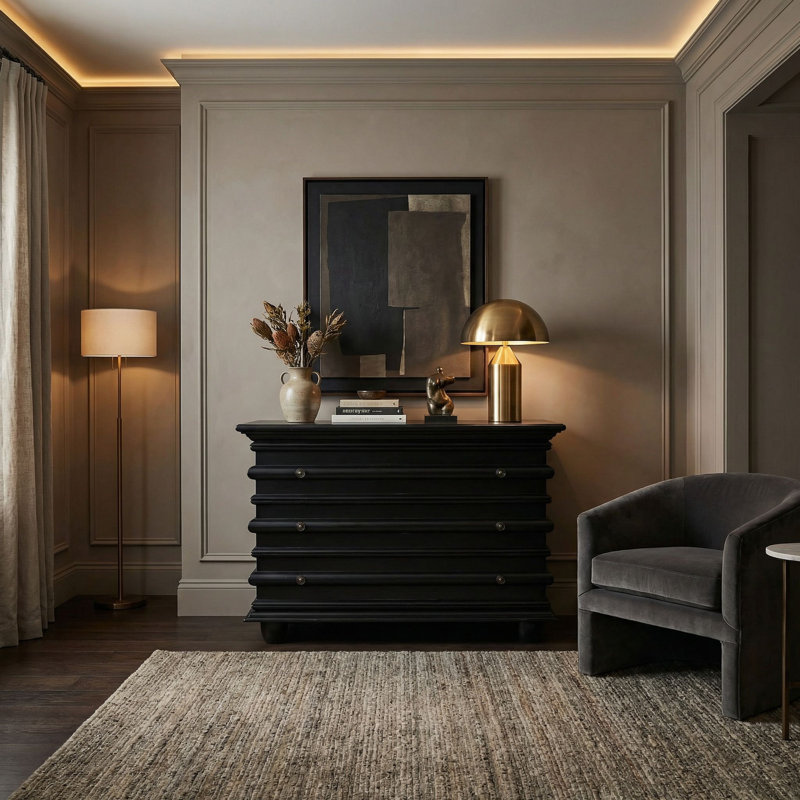 Ascona Accent Chest, Hand Rubbed Black