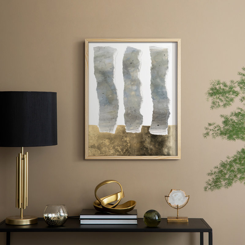 Piliers prolongés I, reproduction encadrée - bois massif, Naturel, H 11 po x l 9 po