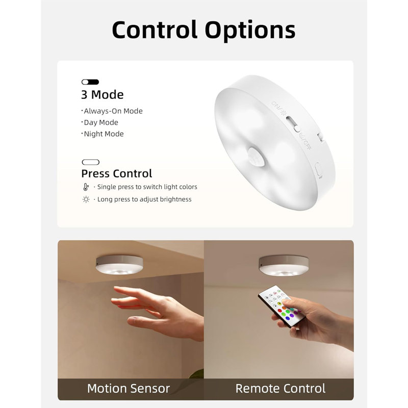1 Pack Under Cabinet Led Light Wireless Motion Sensor With Remote