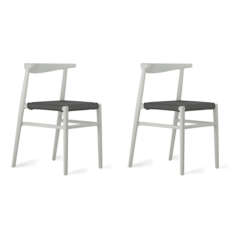 Ensemble de 2 chaises empilables Joi, Gris anthracite, Brun clair
