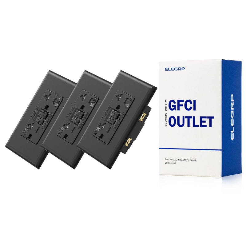Autotest de la prise GFCI, prise murale double résistante aux intempéries de 20 ampères 125 V, plaque murale incluse, homologué UL, 3 pièces