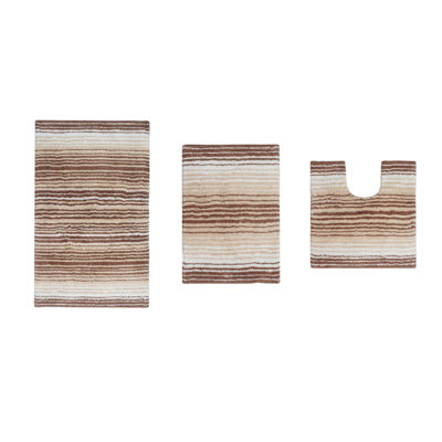 Sewell Striped Cotton Bath Rug Set (Set of 3)