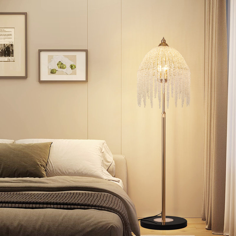 Lampe sur pied en cristal doré 63 "H