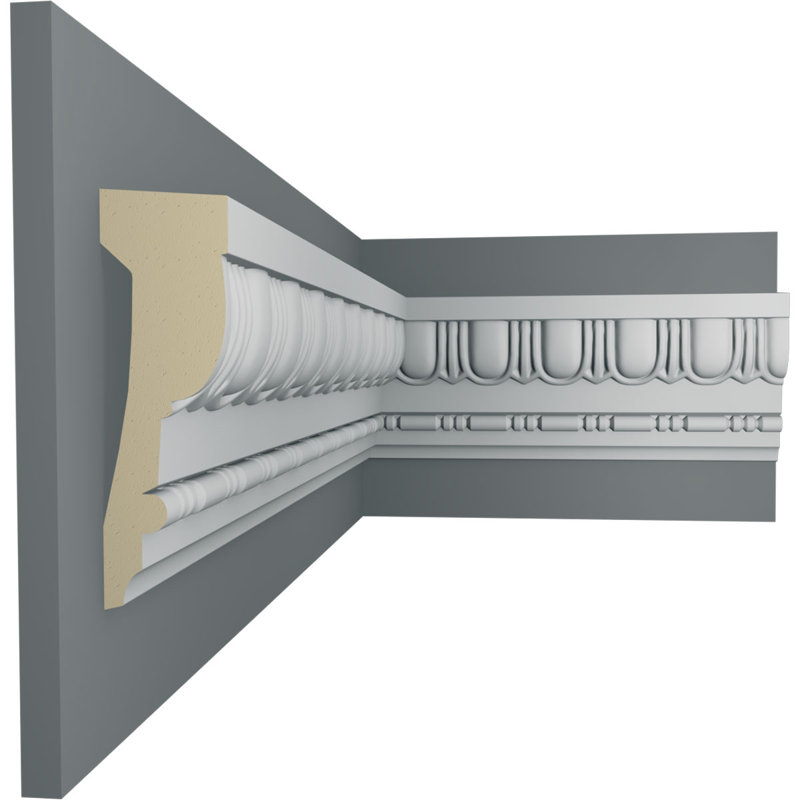 Primed White Polyurethane Egg & Dart Crown Moulding Set