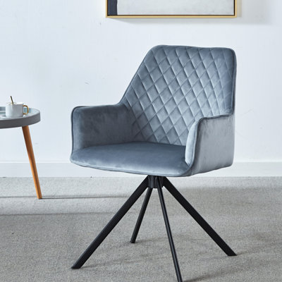 Chaise de bureau à domicile - Tissu ergonomique moderne rembourré sans roulettes bleu avec pieds en métal pour chambre à coucher, salon, bureau et structure