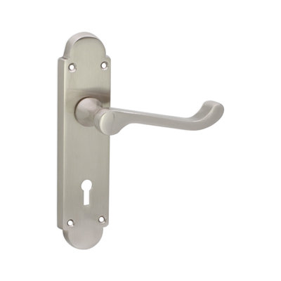 Oakley Lock Lever Handle Satin Nickel