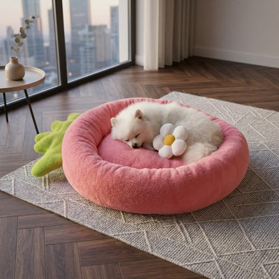 Lit moelleux moelleux et moelleux pour chien et chat, laveuse et sécheuse, conception fraise