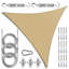 Voile d'ombrage triangulaire Amgo avec trousse de quincaillerie et corde 200 g / m², blocage UV 95%-111679611-111679609