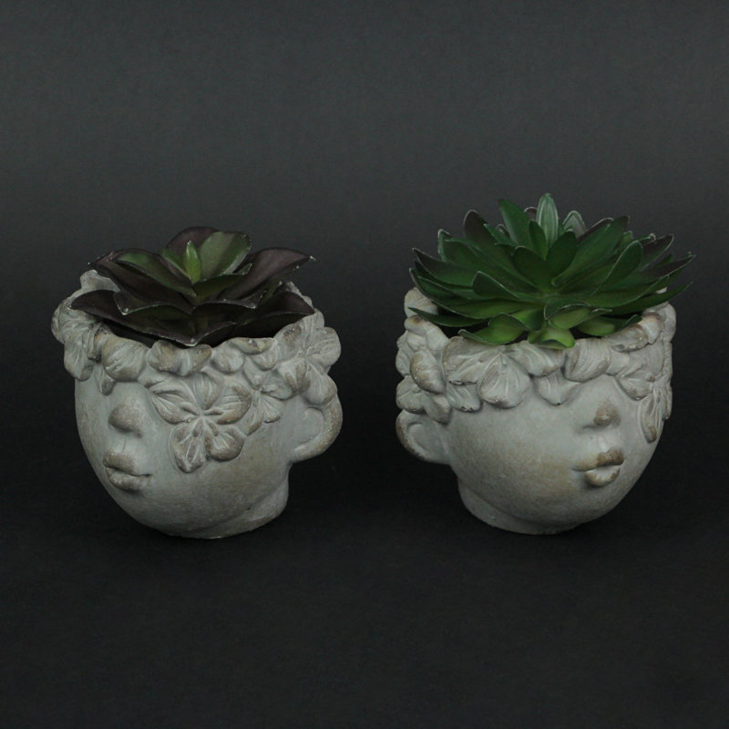 Ensemble de 2 pots de fleurs statue Eara
