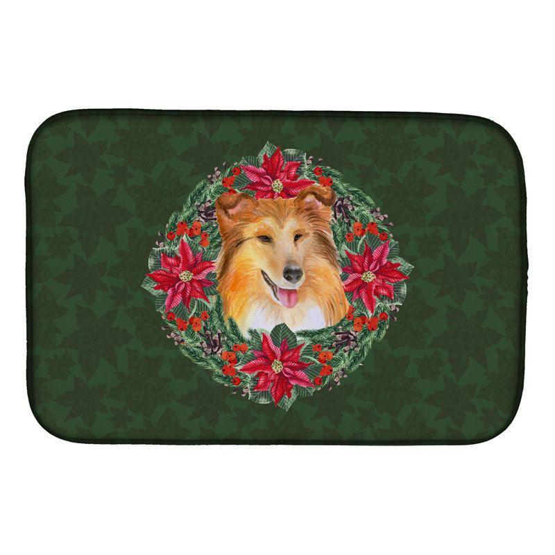 Tapis de séchage en couronne de poinsettia sheltie