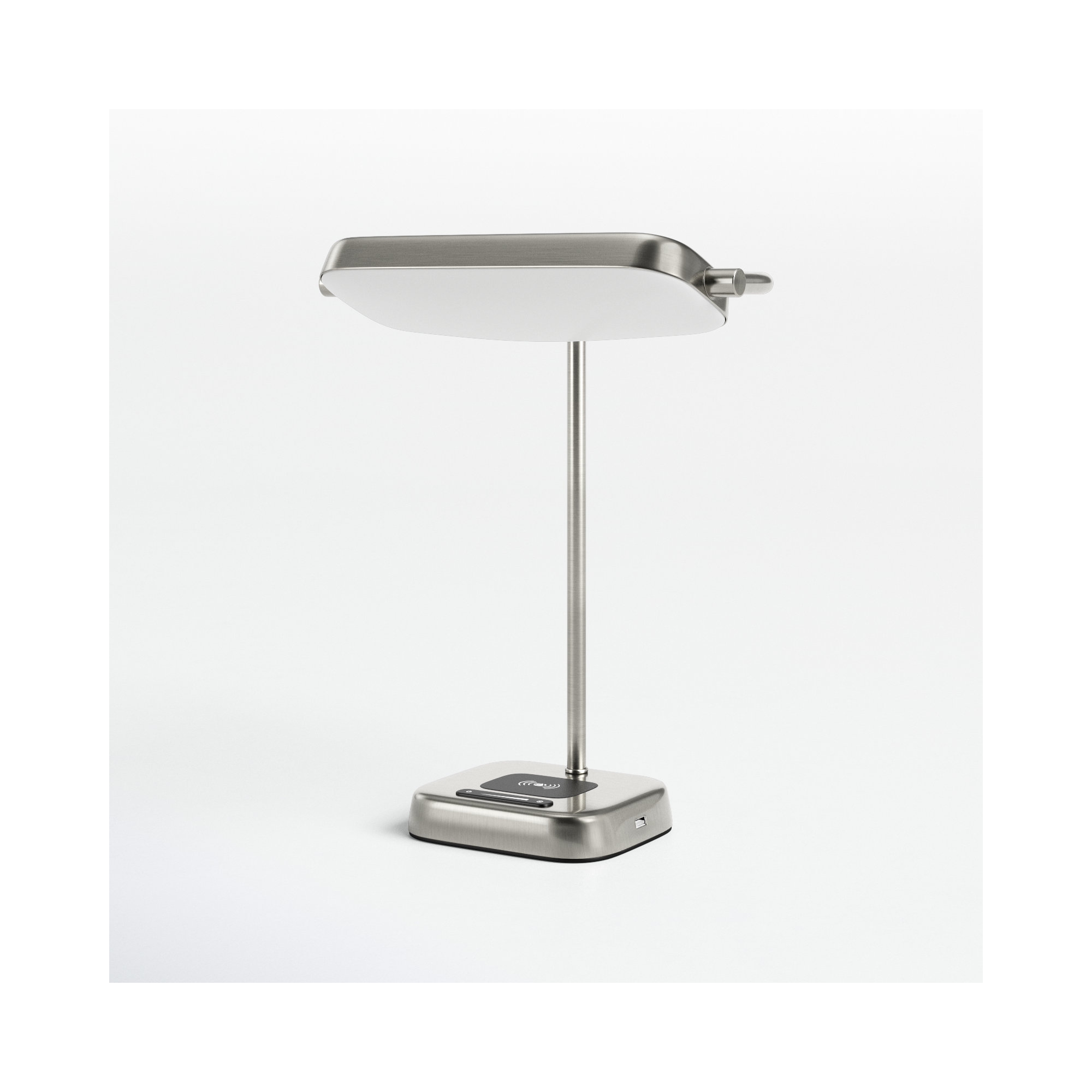 Metal USB Desk Lamp, Brushed Steel, Brushed Steel w. Frosted Diffuser