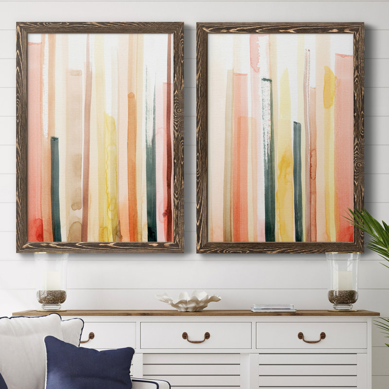 Coral Reach I - ensemble de 2 reproductions d'art sur toile, H 31,5 po x l 47 po x P 1,5 po, Toile avec cadre en noyer