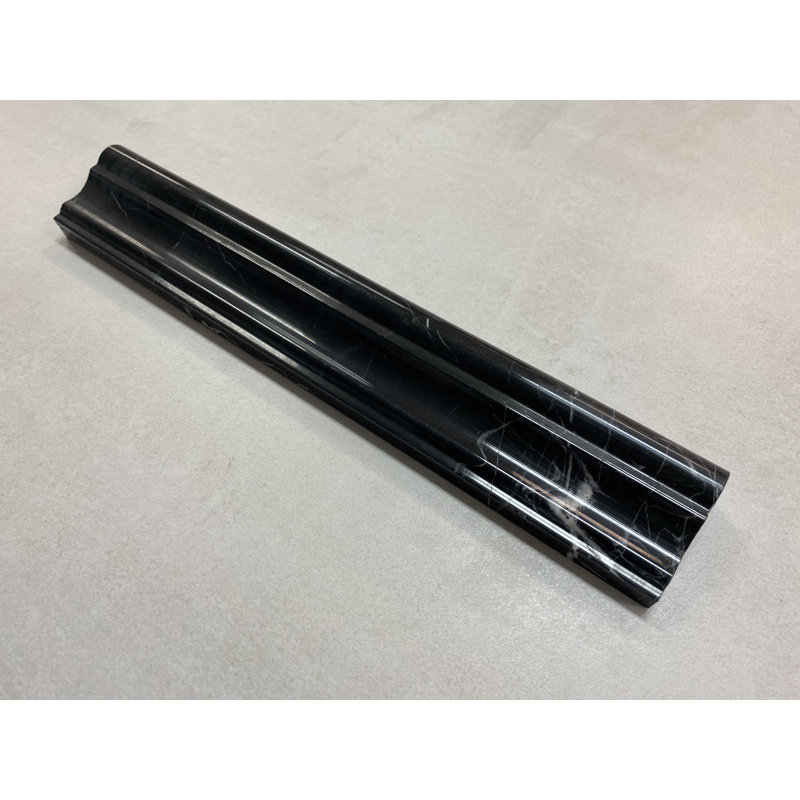12" L x 2" W Chair Rail Tile Trim, Nero Marquina