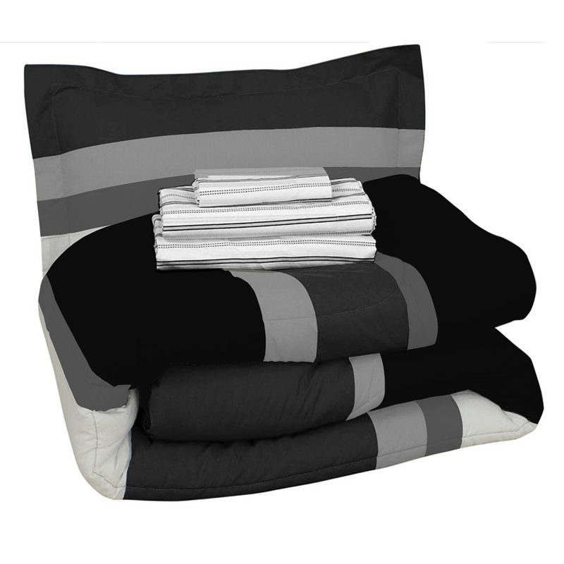 Gray Twin Reversible Microfiber Bed in a Bag Set