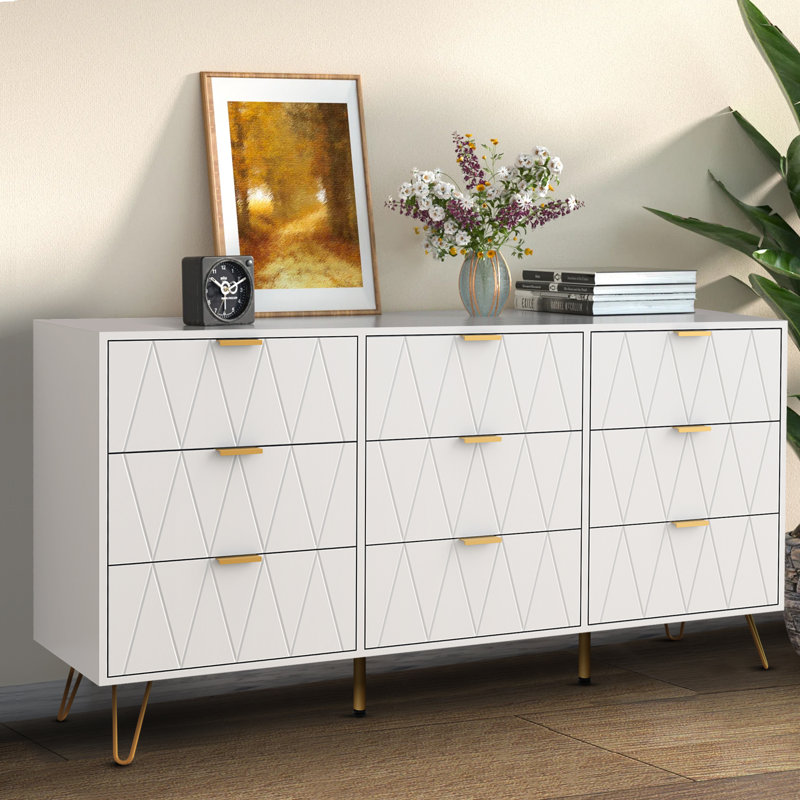 Commode 9 tiroirs l 58,9 po Telfair, Blanc