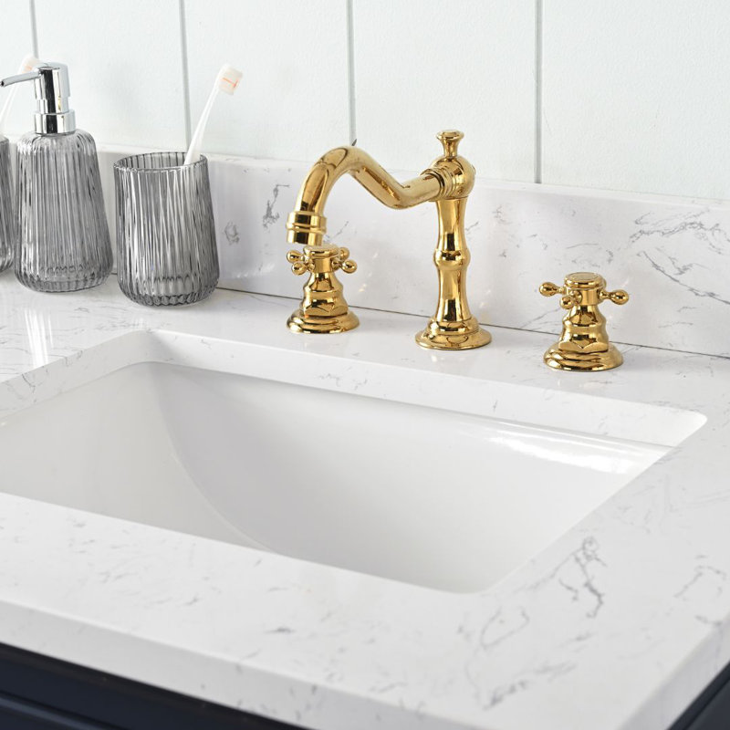 Thompson 54" W Double Bathroom Vanity, Indigo Blue/Brushed Gold