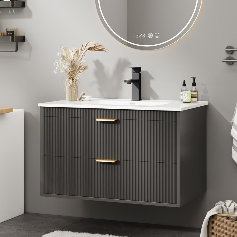 Ensemble de meuble-lavabo avec lavabo, 24", Noir