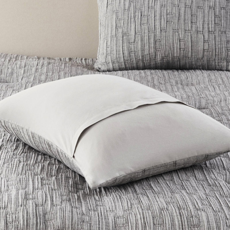 Édredon 3 pièces double / grand - tissu et rembourrage riches en coton, tissé, gris surdimensionné avec mélange de coton riche
